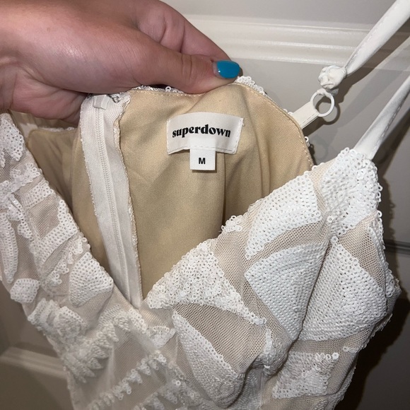 NWT White Sequin Superdown Dress - Picture 6 of 9